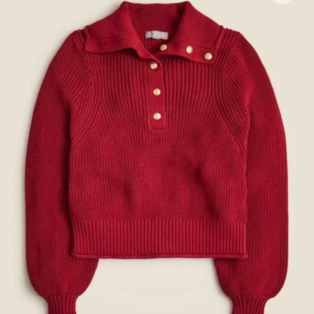 NWT J.Crew Ribbed Cotton Button-Collar Sweater small